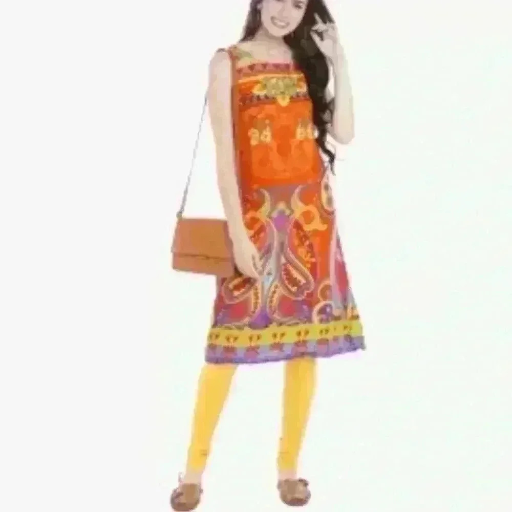 Ateesa colorful print Summer midi  dress sz medium m